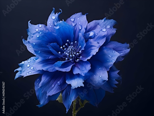 Blue fountain bush flower in studio background, single blue fountain bush flower, Beautiful flower, ai generated image photo