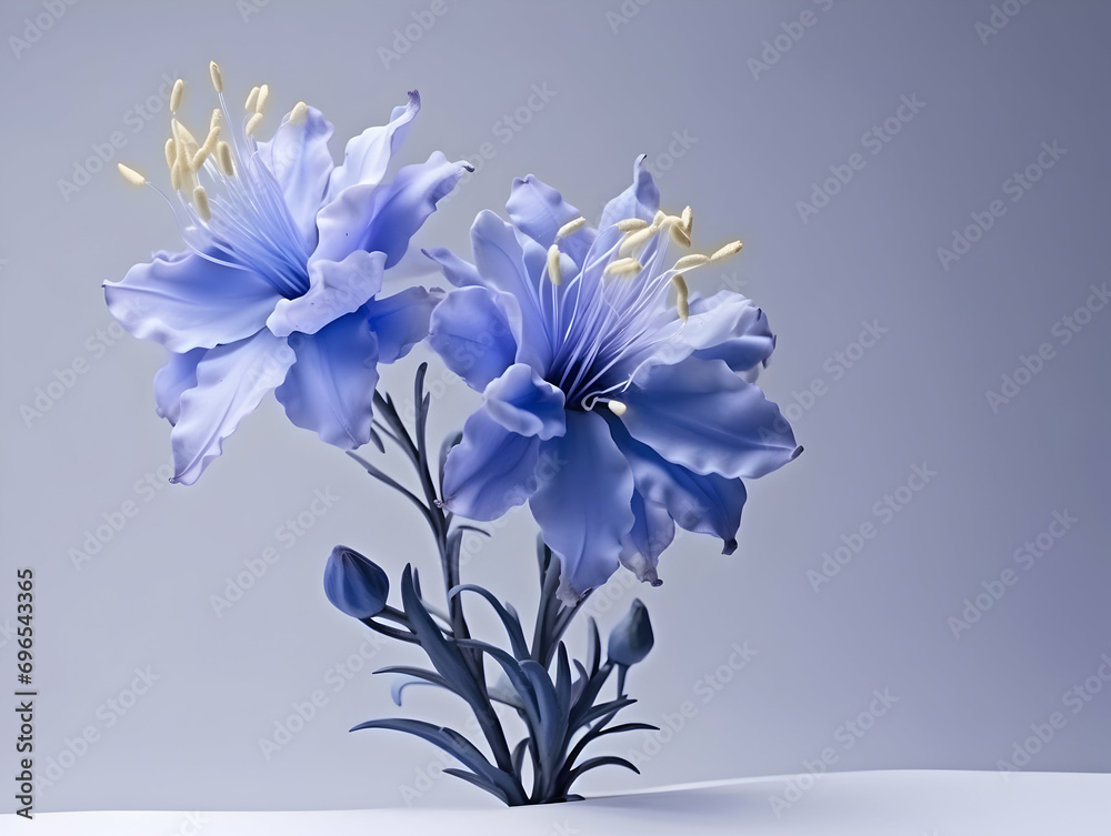 Blue fountain bush flower in studio background, single blue fountain bush flower, Beautiful flower, ai generated image Blue fountain bush flower in studio background, single blue fountain bush flower, Beautiful flower, ai generated image