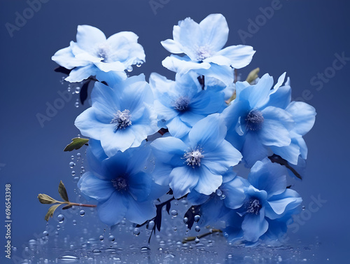 Blue fountain bush flower in studio background, single blue fountain bush flower, Beautiful flower, ai generated image photo