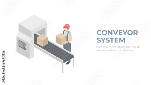 Conveyor belt operator vector illustration