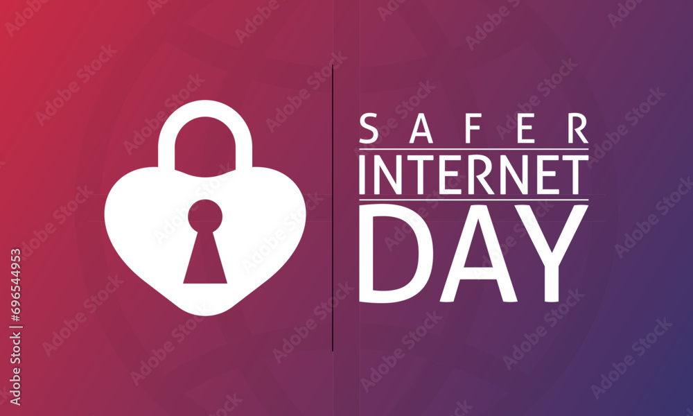 Naklejka premium Safer Internet Day. Safe internet February .Banner, poster, card, background design. Cyber security concept vector design template .