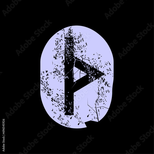 T-shirt design of the runic letter called Thurisaz carved in stone. Ancient alphabet to tell the future.
