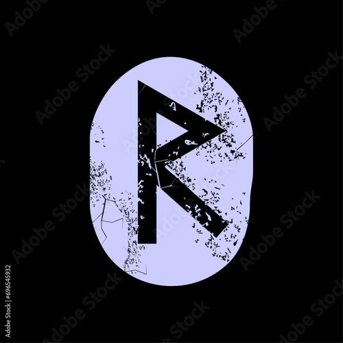 T-shirt design of the runic letter called Raido carved in stone. Ancient alphabet to tell the future.