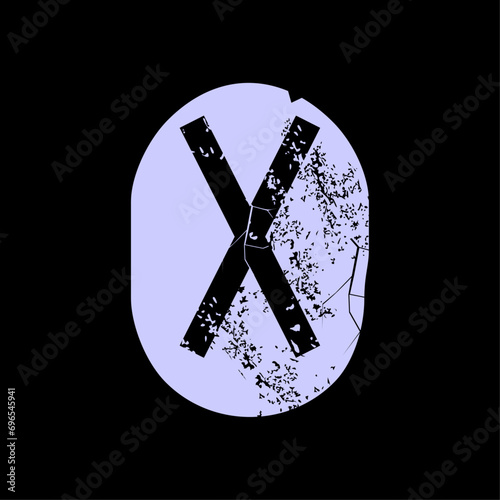 T-shirt design of the runic letter called Gebo carved in stone. Ancient alphabet to tell the future.