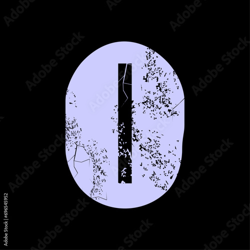 T-shirt design of the runic letter called Isa carved in stone. Ancient alphabet to tell the future.