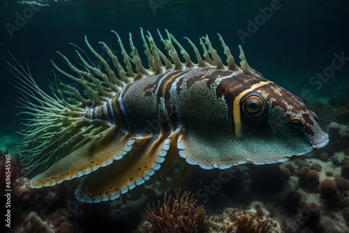 A striking cuttlefish displaying its camouflaging abilities © Rao