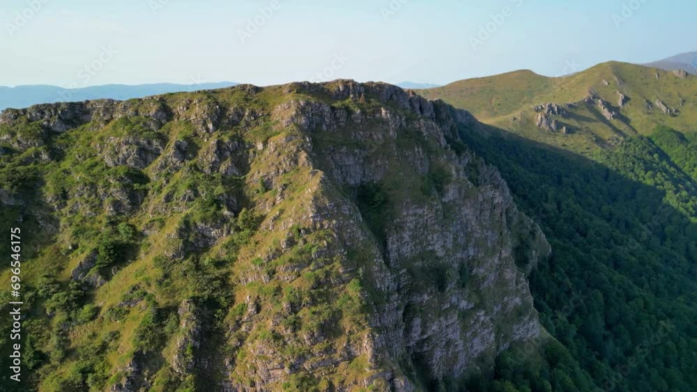 Drone view from the path from Beklemeto to Kozya Stena, Troyan Balkan, Bulgaria Drone view from the path from Beklemeto to Kozya Stena, Troyan Balkan, Bulgaria