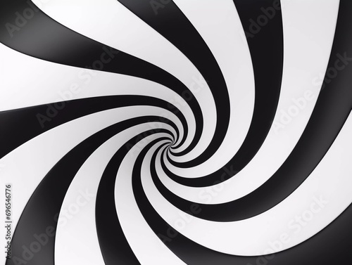 Black and white spiral tunnel. Striped swirling hypnotic optical illusion. Abstract background. 3D rendering. Fantastic endless wallpapers  AI generator