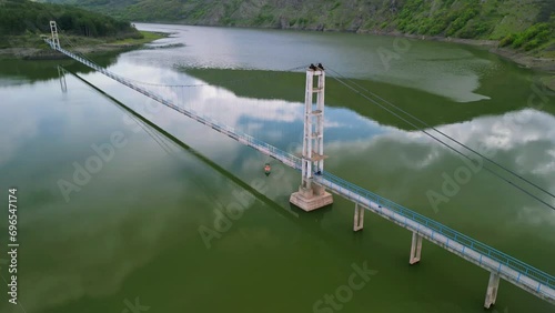 Aerial view at Bridge to Lisitsite village, Studen kladenets dam, Bulgaria photo