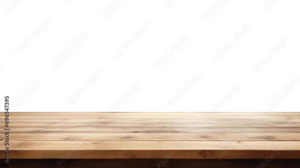 Realistic Empty blank wood table isolated on transparent background, for product promotion placement, marketing display product, png