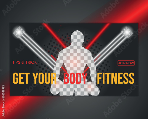 Modern Body Fitness Social Media Thumbnail and web banner  Design Template