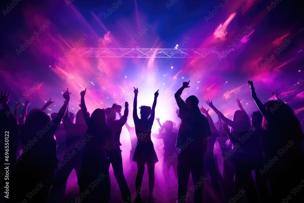Crowd with raised hands enjoying a music festival
