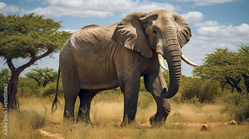 Elephant in The African Wild Bush Safari