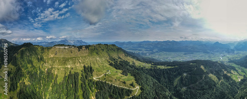 Panoramic view to the Berchtesgaden Rossfeld Mountain pass road