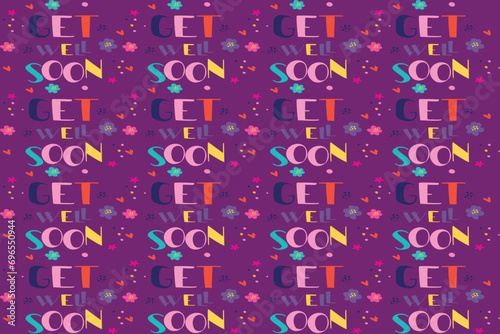 get well soon seamless background vector pattern design.