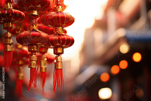 chinese new year lantern in street photo