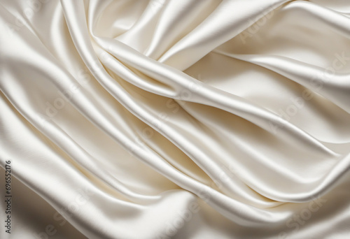 Elegant White Silk Satin Texture with Soft Folds and Copy Space for Text or Products