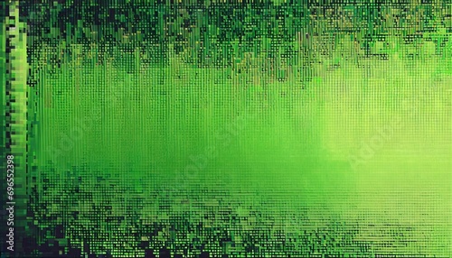 dither pattern bitmap texture border gradient vector wide abstract background glitch screen with flicker pixels effect panoramic illustration 8 bit pixel art retro video game bright green decoration