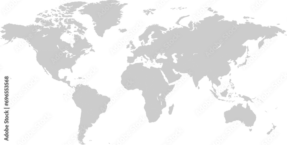 Gray World Map Vector. Detailed illustration of world map.