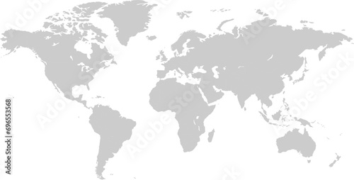 Gray World Map Vector. Detailed illustration of world map.