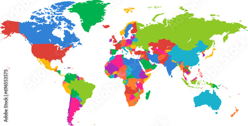 Colorful World Map Vector. Detailed illustration of world map.