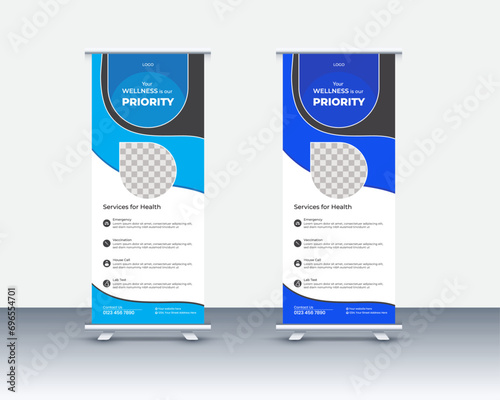 Creative Modern and colorful Roll-up banner design template