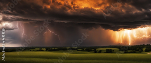 A Dramatic, Wide Panoramic Background for Design, Evoking Armageddon and Mystery