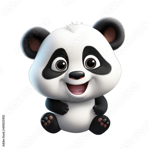 Memoji happy panda isolated on transparent and white background. PNG transparent  emoji