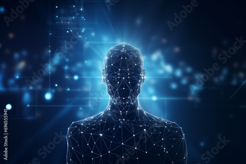 Fototapeta binary code abstract background with human body blockchain style