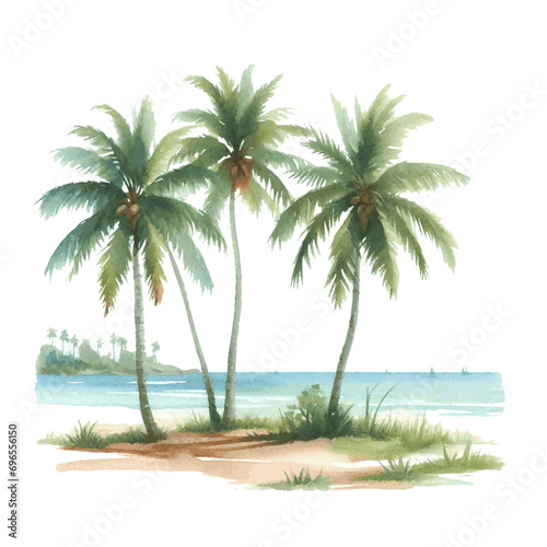 green palm tree tropic leaves decor for vacation card