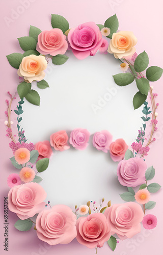 pink roses frame with copyspace