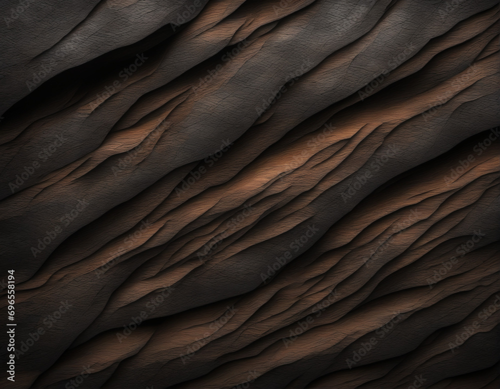 Obraz premium Shadowy stone backdrop. Deep charcoal textured surface. Moody earthy grunge backdrop. Intimate mountain view.