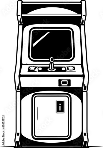 Arcade cabinet or coin-op machine, an arcade game s electronic hardware. AI generated illustration.