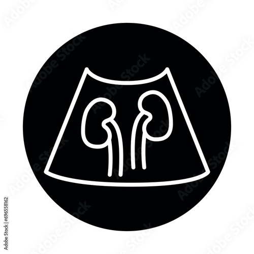 Lung kidneys black line illustration