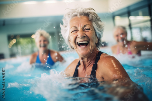 Active senior women enjoying aquafit class in a pool © Olivia