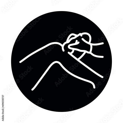 Knee joint ultrasound black line illustration