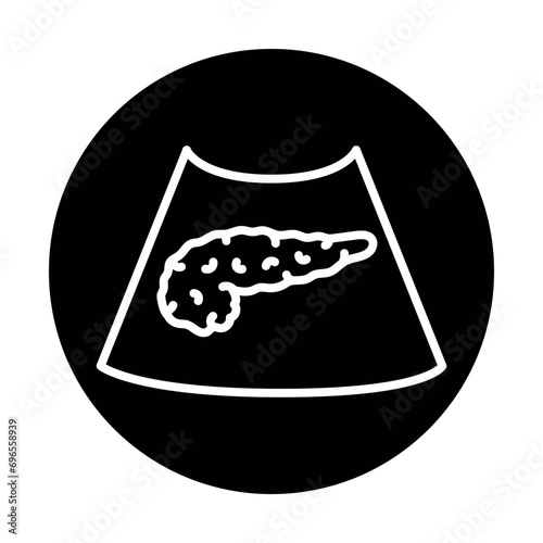 Ultrasound pancreas color line illustration