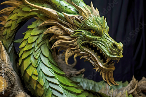 green dragon on black  symbol of 2024