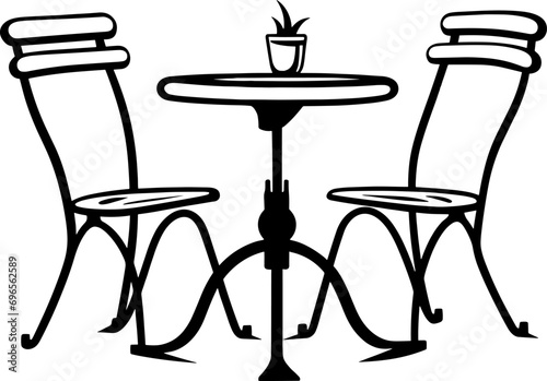 Vector street cafe, silhouette cafe sign. AI generated illustration.