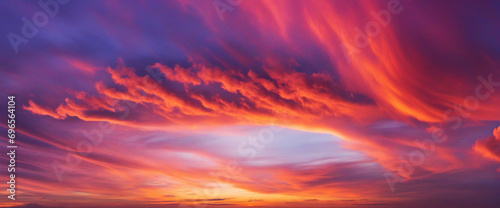 Stunning Evening Sky with Colorful Sunset and Clouds