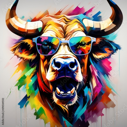 bull bright abstract illustration in Street Art style created with generative AI software