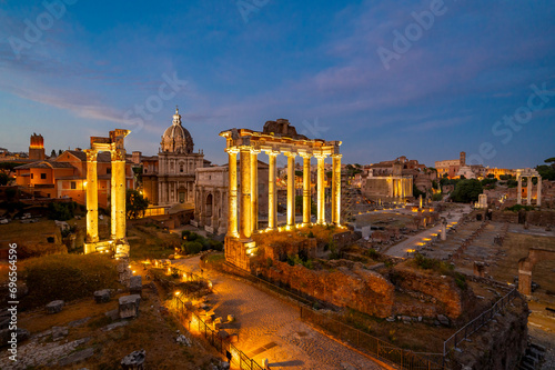 The Roman Forum at Sunset in Rome, Italy