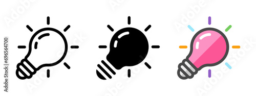 Multipurpose bulb icon in outline, glyph, filled outline style