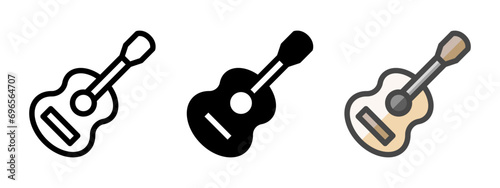 Multipurpose guitar icon in outline, glyph, filled outline style
