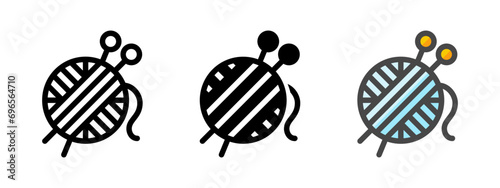 Multipurpose knitting needles icon in outline, glyph, filled outline style photo