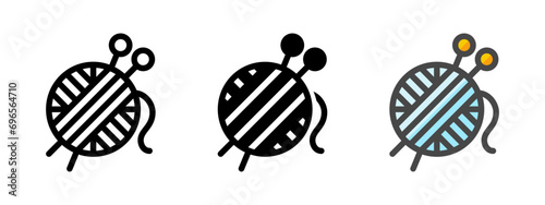 Multipurpose knitting needles icon in outline, glyph, filled outline style