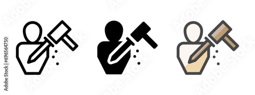 Multipurpose sculpture icon in outline, glyph, filled outline style