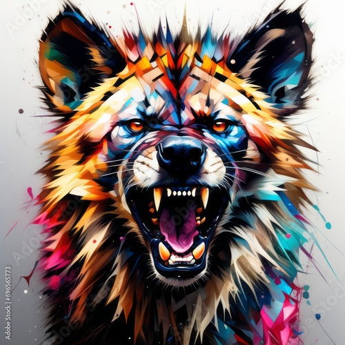 hyena bright abstract illustration in Street Art style created with generative AI software