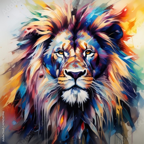 lion bright abstract illustration in Street Art style created with generative AI software