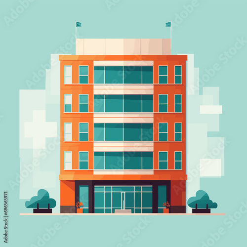 House exterior vector illustration front view with roof. Modern. Townhouse building apartment. Home facade with doors and windows.